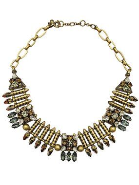 J. Crew Industrial Tribal Collar Ornate Rhinestone Stunning Necklace J624
